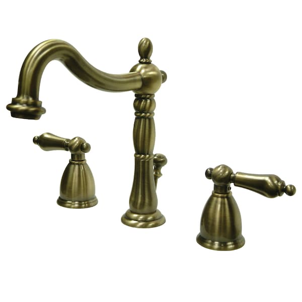 8" Widespread Bathroom Faucet, Antique Brass